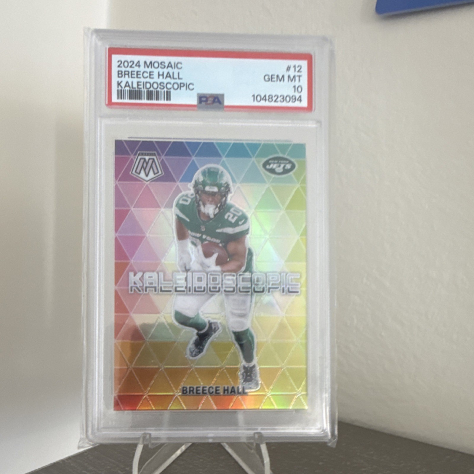 2024 Panini Mosaic Kaleidoscopic Case Hit Prizm Breece Hall #12 PSA 10 Jets