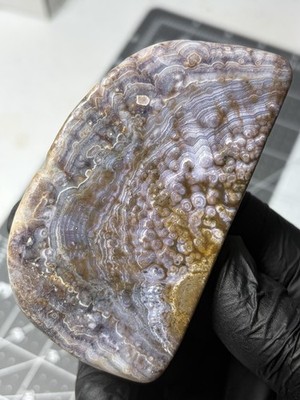 Rare Luna Agate Standing Free Form Hand Made Polished Specimen Purple Orbs