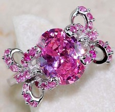 3CT Treated Pink Sapphire 925 Solid Sterling Silver Ring Jewelry Sz 7 UB4-1