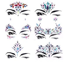 Set Of 6- Face Jewels for Women, Mermaid Rhinestones Crystals Face Body Gems
