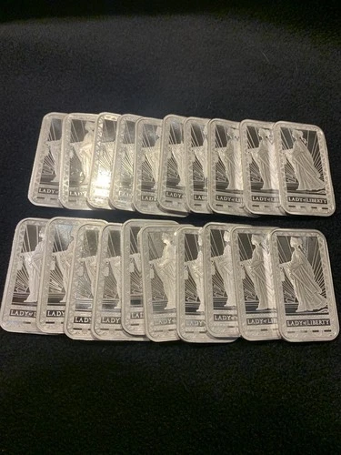 Pamp Lady Of Liberty Twenty 1oz Troy  .999 Fine Silver Bars plus Bonus Silver