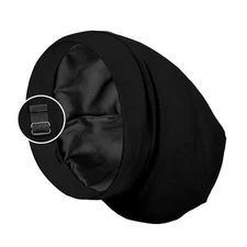 Satin Silk Lined Sleep Cap Bonnet for Curly Hair & Braids Adjustable Strap Black