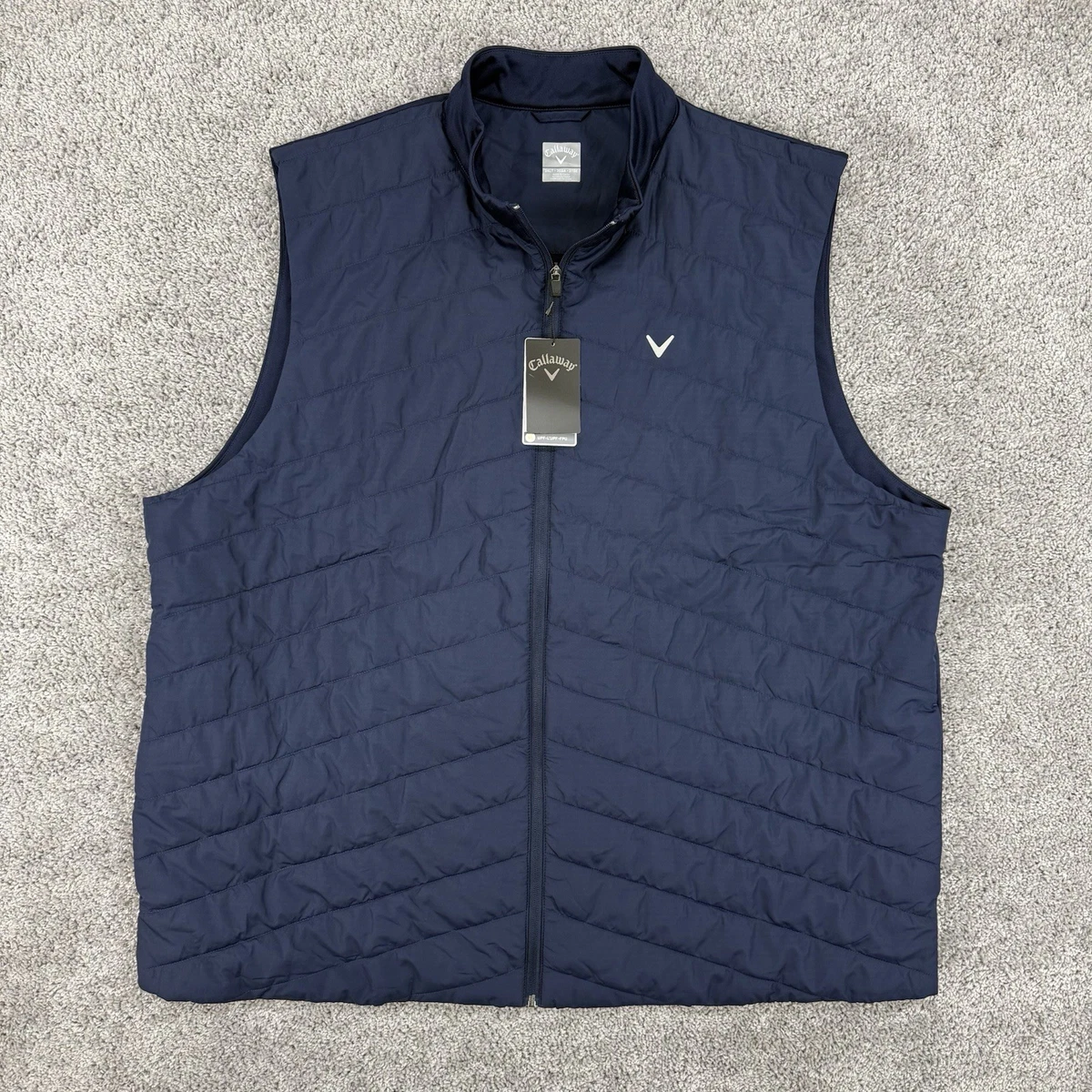Gilet De Golf Callaway Homme, Taille 2XL, Bleu Marine, Matelassé, Fermeture éclair Intégrale
