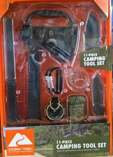 Ozark Trail 11-Pc Camping Tool Set Hatchet Saws, Knife Compass, 50' Paracord NEW