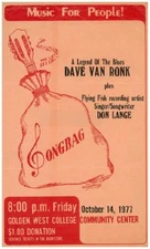 DAVE VAN RONK HUNTINGTON BEACH  1977 ORIGINAL CONCERT FLYER POSTER RARE BLUES