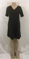 UNIQLO Size XS Olive Green Short Sleeves Textured Shift/Tunic Dress With Pockets