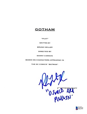 ROBIN LORD TAYLOR SIGNED GOTHAM PILOT SCRIPT BECKETT BAS AUTOGRAPH AUTO ...