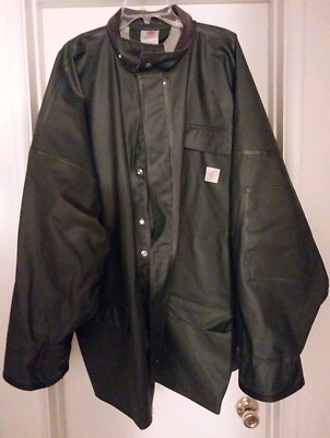Carhartt Rain Coat Heavy Duty Rubber Jacket Sports Work Army - Main Image