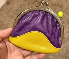Shiseido Hanatsubaki Kai Yellow Purple Coin Purse Snap Closure (B3) Clutch