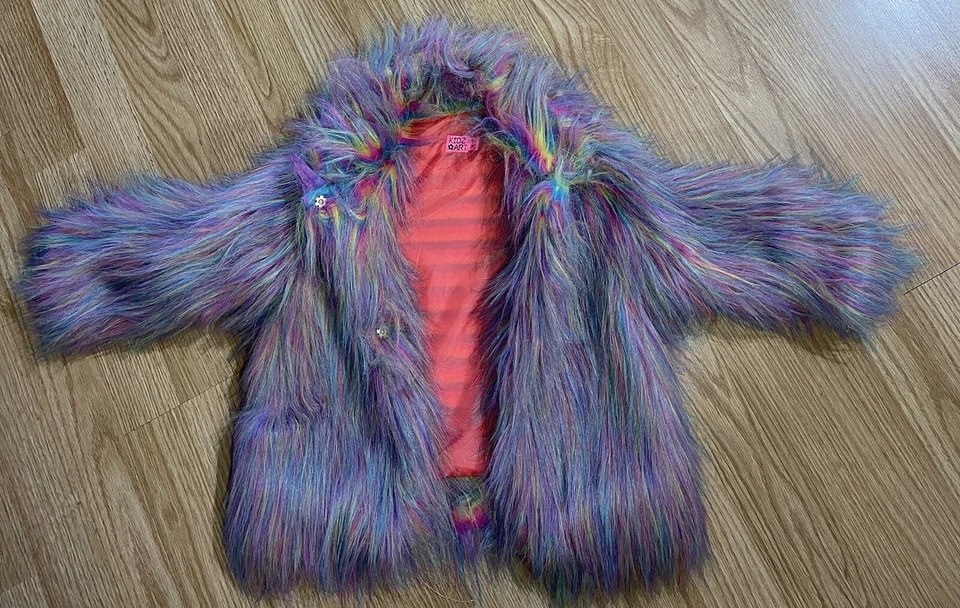 Chaqueta de piel Kidz Art para niñas multicolor arco iris talla 3Y ¡Linda! Foto 4 de 4