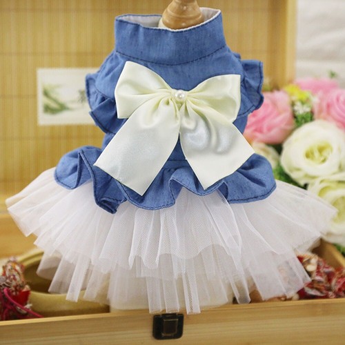 Puppy Dog Clothes Female Dog Cat Dress Spring Summer Princess Dress Bowknot Pet - Picture 26 of 26