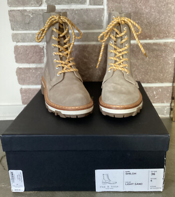 Rag Bone Womens Shiloh Combat Boots in Light Sand Size US