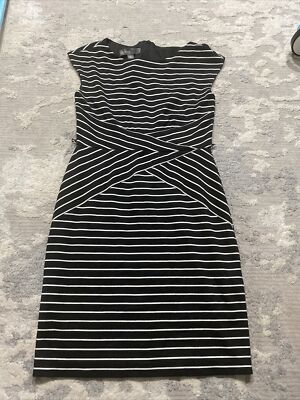 Donna Ricco New York Women's Midi Black/White Striped Dress Size 4P EUC |  eBay