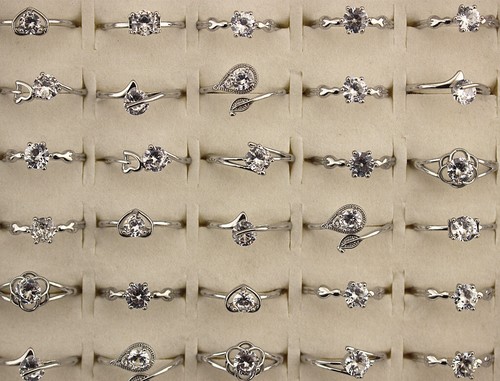 Lot De 45 Bagues Plaquées Or Rose Avec Zirconium Cubique | Bagues Pour Mariage, Femme, Taille Variable