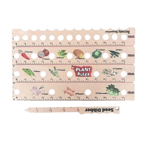 Wooden Plant Ruler with Seed Dibber. Multifunction Seed Spacing Ruler with Plant - Picture 12 of 12