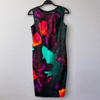 Milly Floral Print Sleeveless Sheath Dress Party Cocktail Made in USA 4
