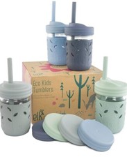 Elk and Friends Stainless Steel Cups  Mason Jar 10oz Kids Toddler with Silicone