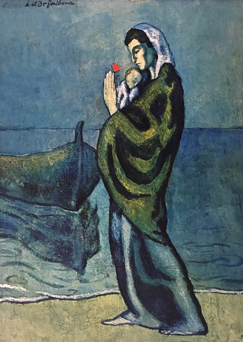 Pablo Picasso Mother and Child at the Seashore Custom Framed Print