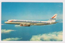 DELTA DC-8 JETLINERS, 119 PASSENGERS, DELTA AIRLINES AND AVIATION POSTCARD