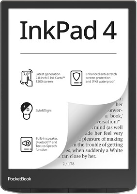 PocketBook InkPad 4 Eye-Friendly Audio E-Book Reader large 7.8ʺ E-Ink Display