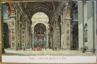 Italian Postcard Rome Roma ST PETER'S BASILICIA Interior San Pietro ITALY 1908