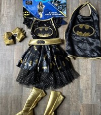 DC Batgirl Girl's Dress, Mask, Cape, Wrist Cuffs Shoe Covers Costume Set