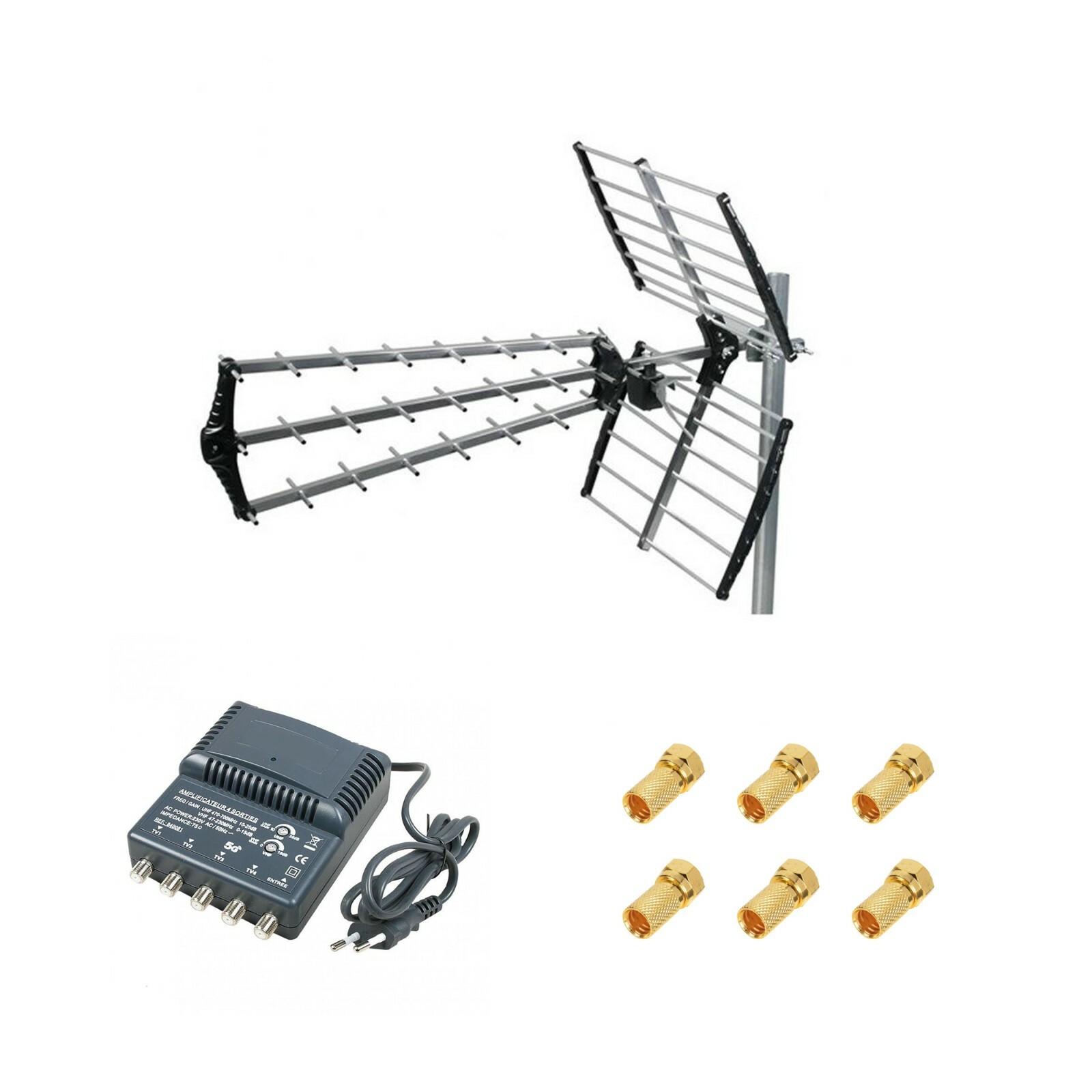 Antenne TNT Extérieure 18dB pour Équiper la Maison en Multi-TV avec Amplificateur