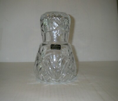 ROVELLI CUT LEAD CRYSTAL GLASS BEDSIDE CARAFE WITH TUMBLER ROCK GLASS