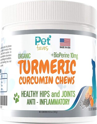 Natural Dog Hip & Joint Supplement for Dogs Arthritis Pain Relief. Turmeric C...