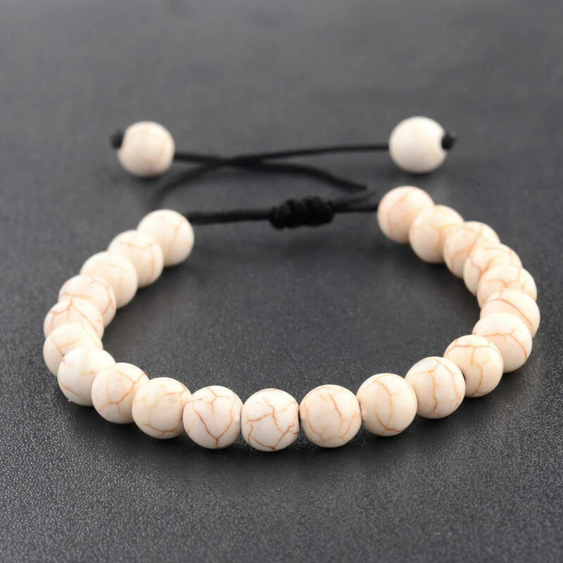 Women's Beads Turquoise Howlite Agate Macrame Couples Men's Weaving Bracelets - Image 4 of 4