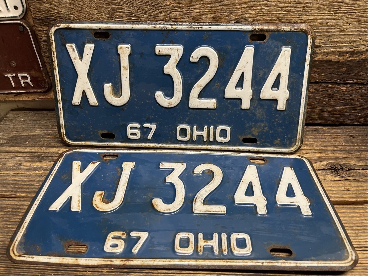 1967 Ohio license plate pair XJ 3244 - Original | eBay