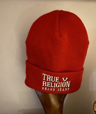 “True Religion Brand Jeans” mens Beanie Hat Red