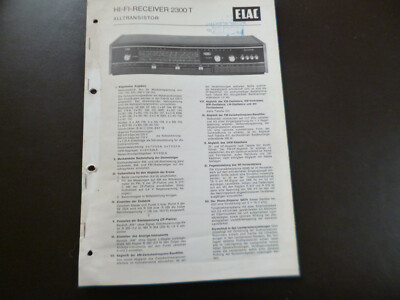 Original Service Manual Schaltplan Elac 2300T