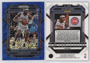 2022-23 Panini Prizm Blue Sparkle Prizm /144 Jalen Duren #239 Rookie RC