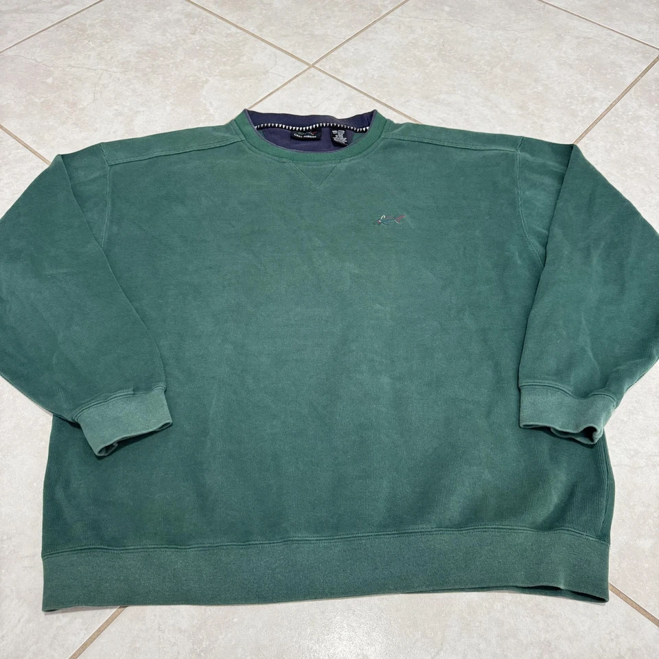 Greg Norman Sweatshirt Mens 2XL Green Cotton Crewneck Shark Logo Golf Pullover - Image 2 of 4