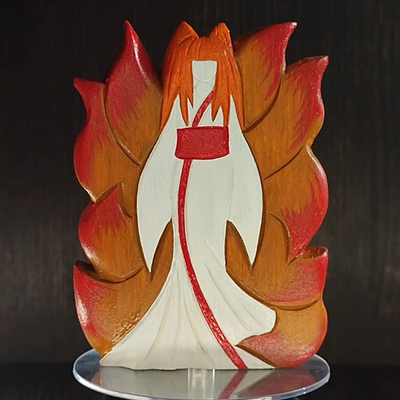 Kitsune Nine-Tailed Fox Spirit Statue Japanese Yokai Protector