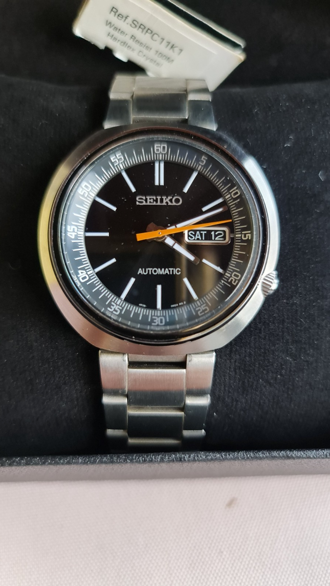 SEIKO Automatic SRPC11K1 Black Dial Steel 4R36 Exhibition Case
