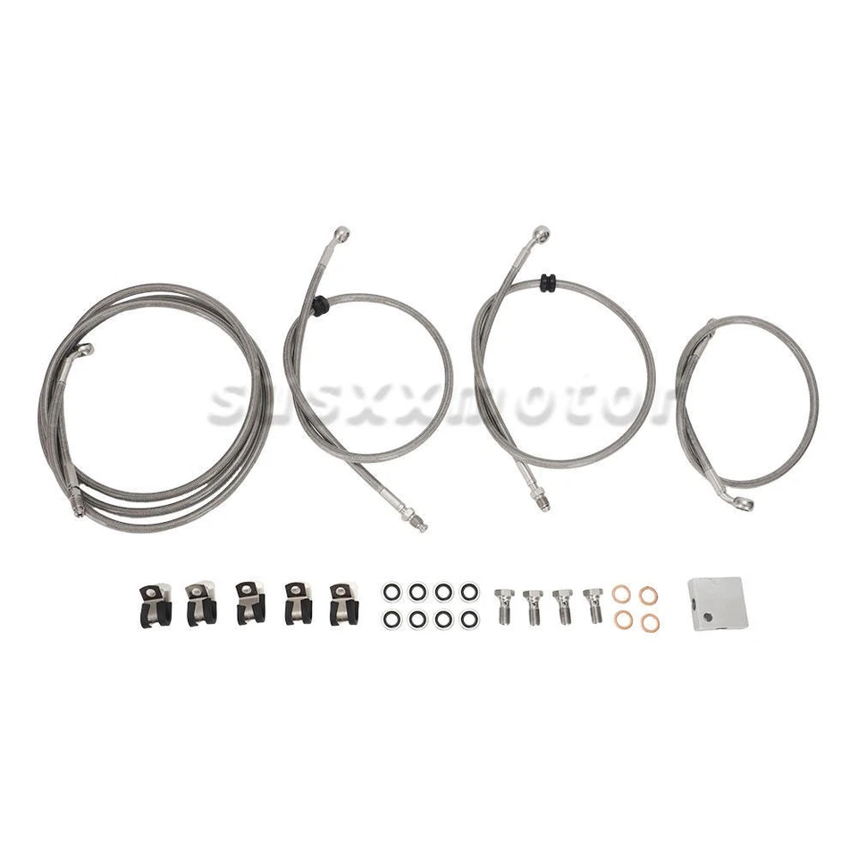 For Arctic Cat 400-1000 XT TRV Front Braided Hydraulic Brake Hose Line Kit Steel - Imagem 2 de 4