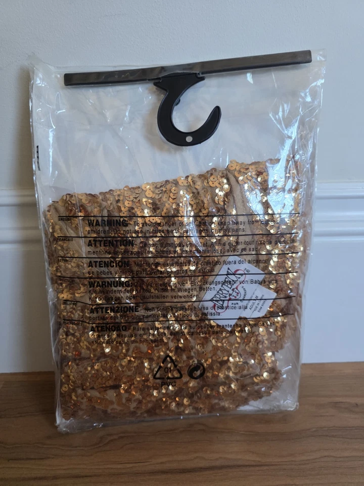 ADULT HALLOWEEN COSTUME GATSBY FLAPPER GOLD SEQUIN NEW IN PACKAGE - Image 2 of 2