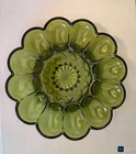 Vtg Anchor Hocking "Fairfield" Avocado Green Deviled Egg Plate Dish 1972 MCM 10"