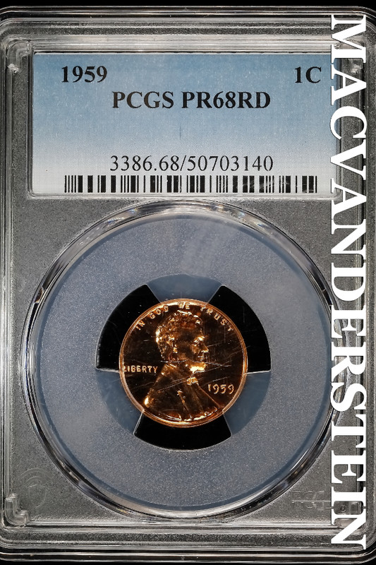 1959  Lincoln Wheat Cent- PCGS PR68RD- Lustrous- No Reserve #SLA1227