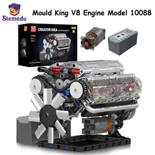 Mould King V8 Engine Model Building Kit Electric Motor Powered DIY Assembly STEM