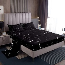 Galaxy Sheets Set Queen Size For Kids Girls Boys Outer Space Starry Sky Beddi...