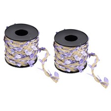 2 Roll 33ft 5mm Burlap Leaf Ribbon Vine Natural Jute Rope Twine, Light Purple