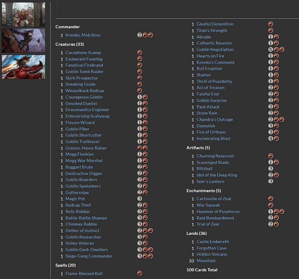 Krenko, Mob Boss MTG EDH Commander Deck | Mono Red Goblins! - Image 2 of 4