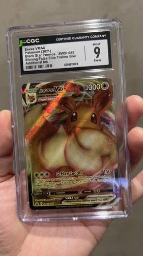ERROR YELLOW Add Ink Eevee VMAX SWSH087 - Black Star Promo Shining Fates ETB