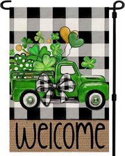 St. Patrick's Day Double-Sided Garden Flag - 12x18 Inch Shamrocks Design