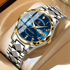 Men’s  Quartz Watches 3ATM Waterproof Luminous Date Steel Includes Box Fathers