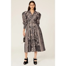 Ulla Johnson Lucinda Sculptured-Sleeve Printed Midi Dress Size 6