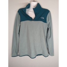 The North Face TKA Glacier 1/4 Zip Pullover Teal Gray Sweater Women's Large